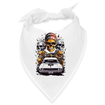 Muscle Car and Skulls - Bandana - Weiß - Vorne