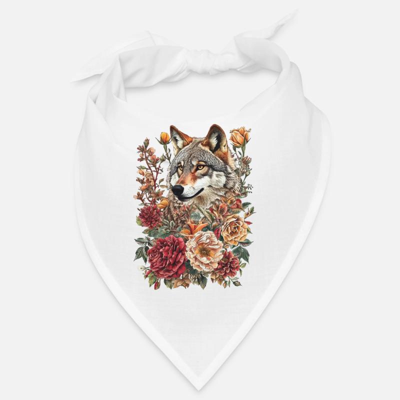 Wolf und Blumen Bandana