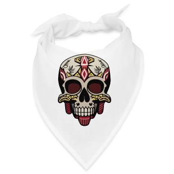 Skull - Heavy Metal Hardcore - Art Design - Bandana - Weiß - Vorne