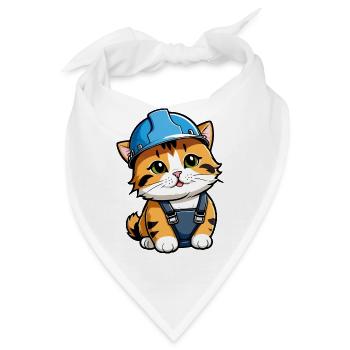 Fleißige Katze - Bandana - Weiß - Vorne