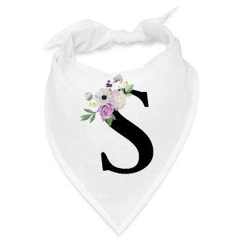 Lila Blumenbuchstabe S - Bandana - Weiß - Vorne