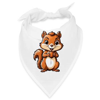 Niedliches Cartoon-Eichhörnchen mit Eichel - Bandana - Weiß - Vorne
