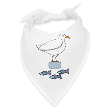 möve mit fischen - Bandana - Weiß - Vorne