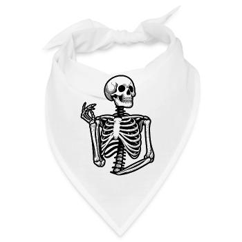 Nachdenkliches Skelett - Knochen - Bandana - Weiß - Vorne