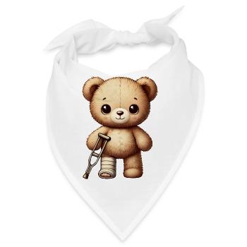 Teddy bringt Trost - Kuscheltier mit Gipsbein - Bandana - Weiß - Vorne
