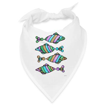 Fische abstrakt buntes Quartett, Hingucker - Bandana - Weiß - Vorne