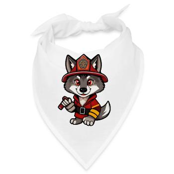 Heroischer Feuerwolf - Karikatur-Illustration - Bandana - Weiß - Vorne