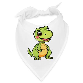 Verspielter Cartoon Dino - Bandana - Weiß - Vorne