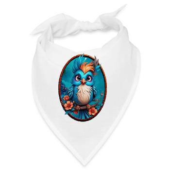 Leuchtend blauer Vogel - Bandana - Weiß - Vorne