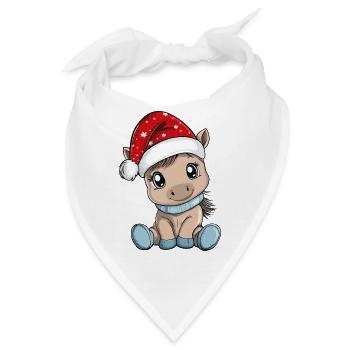 Pferd Weihnachten Süß Niedlich Xmas Weihnachtlich - Bandana - Weiß - Vorne