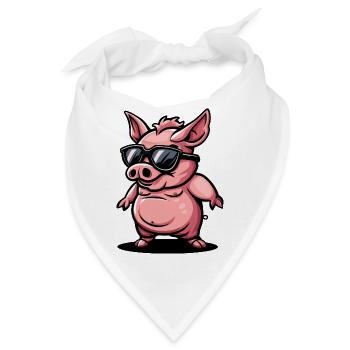 Schwein Comic Cool Sau - Bandana - Weiß - Vorne