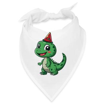 Niedlicher Dinosaurier mit Partyhut - lustig und verspielt - Bandana - Weiß - Vorne