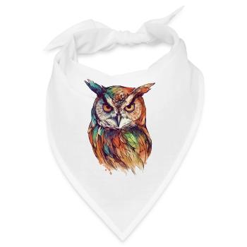 Eule Uhu Vogel Nachtvogel Tier Nacht Mond Natur - Bandana - Weiß - Vorne