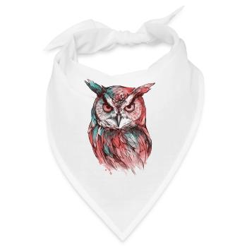 Eule Uhu Vogel Nachtvogel Tier Nacht Mond Natur - Bandana - Weiß - Vorne