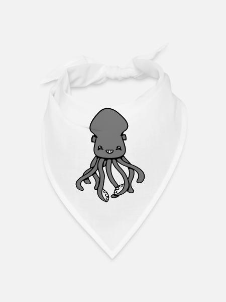 Oktopus Kraken Tintenfisch Süß Riesenkalmar Lustig - Bandana - Weiß - Vorne