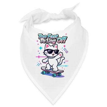 🐱 Cat Skater mit Brille – Zu schnell zum Ausloggen - Bandana - Weiß - Vorne