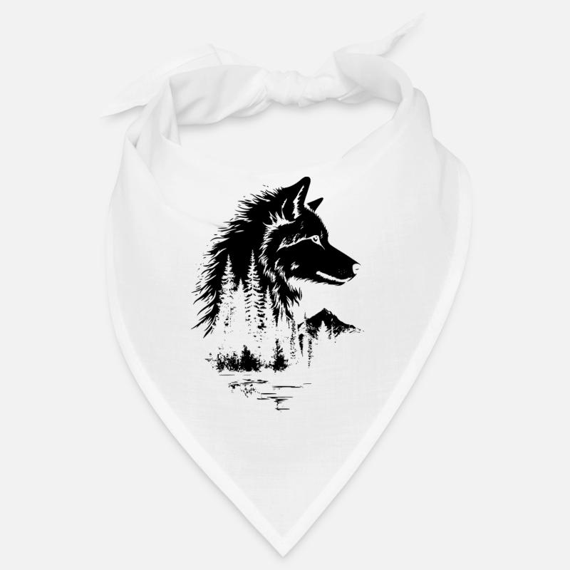 Wolf Gesicht Wald Silhouette Bandana