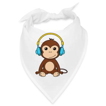 Niedlicher Affe mit Kopfhörern Design - Bandana - Weiß - Vorne