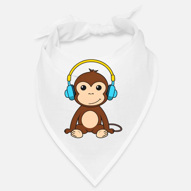 Niedlicher Affe mit Kopfhörern Design Bandana