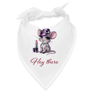 Heiße Maus mit Glamour & Lippenstift - Bandana - Weiß - Vorne