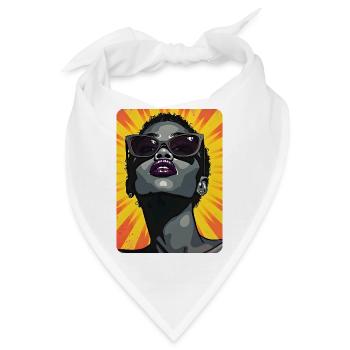 Schwarze Frau Pop Art Design - Bandana - Weiß - Vorne