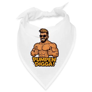 PUMPEN DIGGA Cartoon Bodybuilder - Bandana - Weiß - Vorne