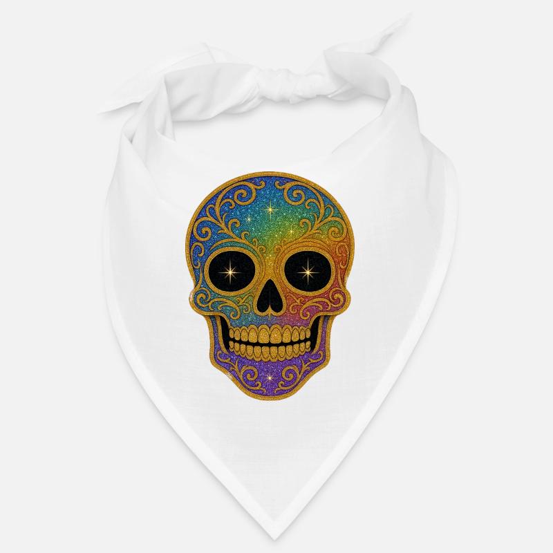 Rainbow Glitter Sugar Skull Bandana