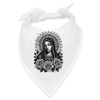 Dunkle Maria mit Rosenkranz - Bandana - Weiß - Vorne