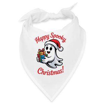 Spukiger Weihnachtsgeist mit Geschenk - Bandana - Weiß - Vorne