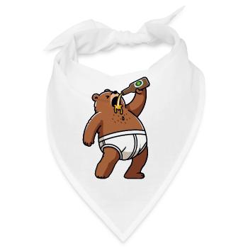 Bier Bärlin Bär Unterhose Suff Berlin Party  - Bandana - Weiß - Vorne