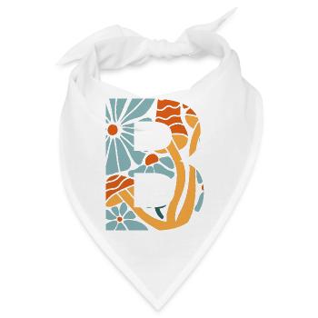 Buchstabe b groovige Blumen Geschenkidee - Bandana - Weiß - Vorne