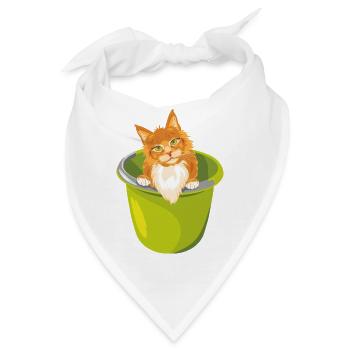 Niedliche rote Katze lugt aus dem Eimer - Bandana - Weiß - Vorne