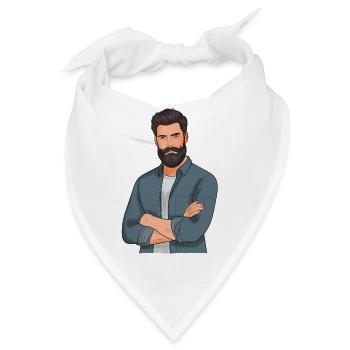 Bartträger Stil im Denimlook - Bandana - Weiß - Vorne