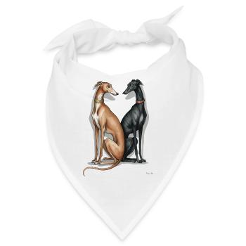 Zwei Galgos  - Bandana - Weiß - Vorne