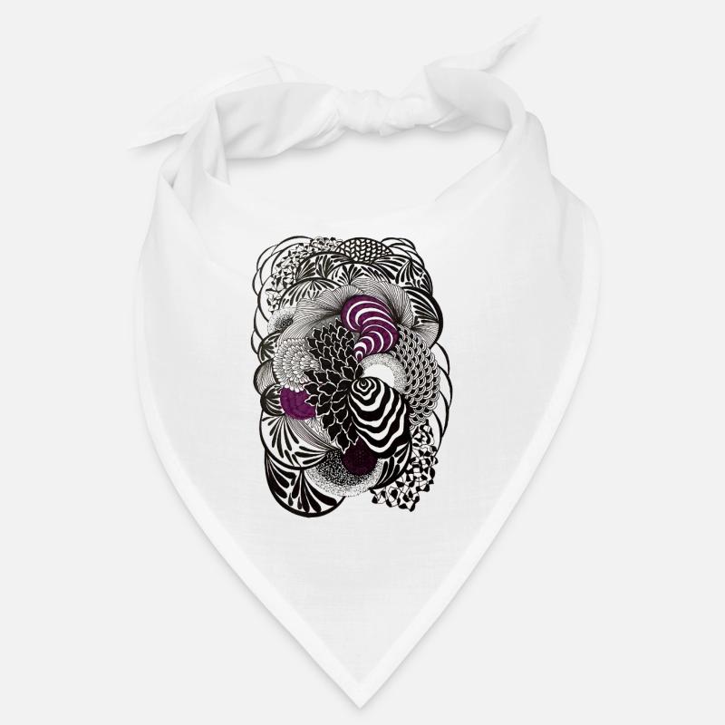 Spirale florale noire et blanche Bandana
