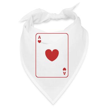 Rotes Herz-Ass - Bandana - Weiß - Vorne