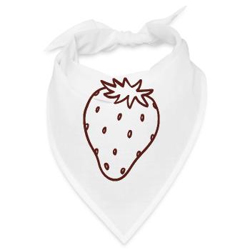 Erdbeer-Linienkunst - Bandana - Weiß - Vorne