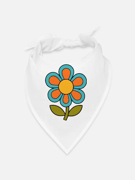 70er Jahre Blume Muster Retro flowerpower - Bandana - Weiß - Vorne