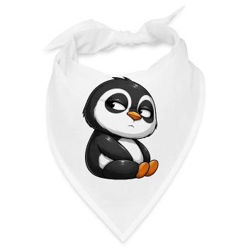 Lustiger Pinguin Cartoon skeptisch beleidigt - Bandana - Weiß - Vorne