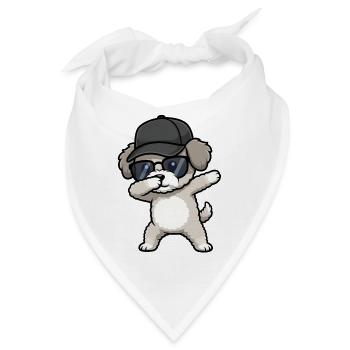 Dabbing Zwergpudel - Bandana - Weiß - Vorne