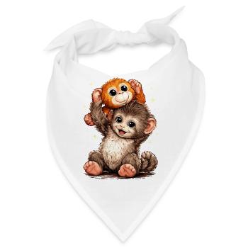 Cute Monkey Punch Japanese Meme - Bandana - Weiß - Vorne