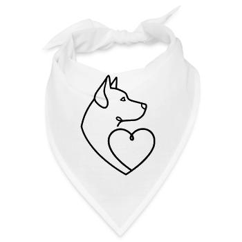 Husky Schäferhund Herz Line Art - Bandana - Weiß - Vorne