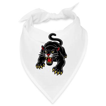 Springender Panther im wilden Tattoo-Stil - Bandana - Weiß - Vorne