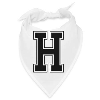 Monogramm Schwarz Gelbes Collegehaus Anfangsbuchstaben H - Bandana - Weiß - Vorne