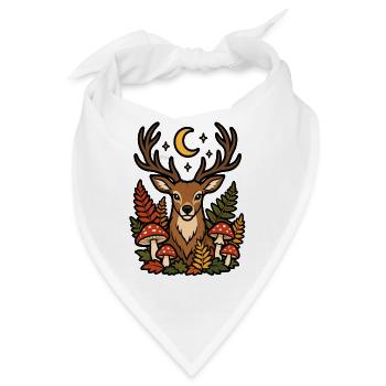 Hirsche unter dem Mond und Herbstlaub - Bandana - Weiß - Vorne
