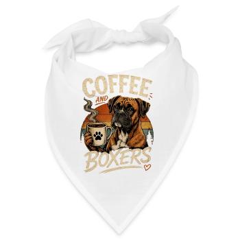 Coffee and Boxers – Boxer Hund Kaffeeliebe - Bandana - Weiß - Vorne
