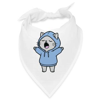 Katze Hoodie müde gähnen strecken Katzenbesitzerin - Bandana - Weiß - Vorne
