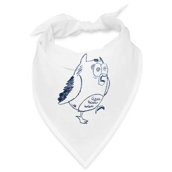 Blauer Sketchvogel mit Kulleraugen - Bandana - Weiß - Vorne
