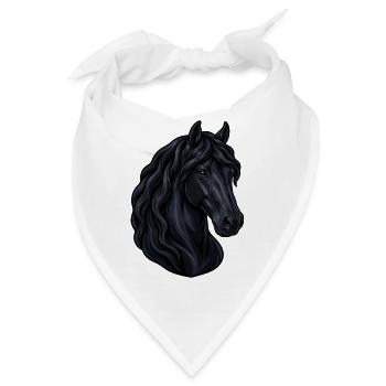 Porträt eines friesischen Pferdes - Bandana - Weiß - Vorne