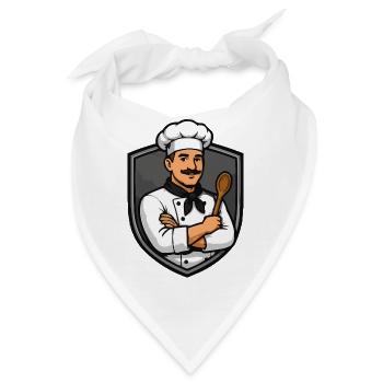 Chef im Wappenemblem Cartoon - Bandana - Weiß - Vorne